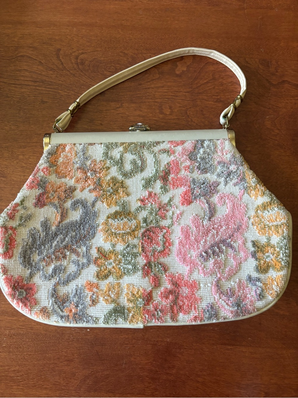 Vintage mid-century floral tapestry purse